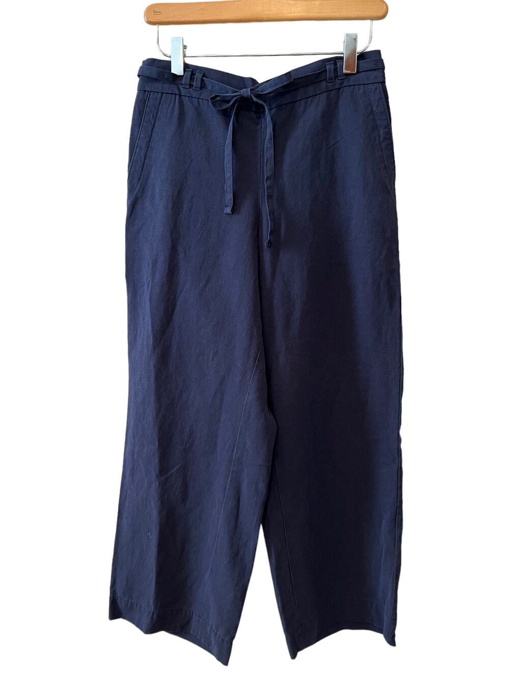 Talbots Soft Pull on Pants Linen Blend Navy Blue SP
